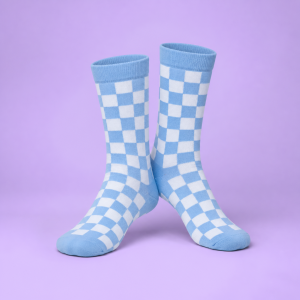 Blue Checker Crew Socks