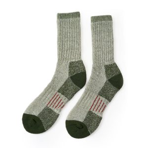 Men's wool-blend work crew socks, army green — thick winter