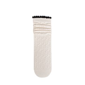 Women's khaki bubble cuff mid-calf slouch socks — seamless toe