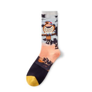 Snow Jasmine Branch Knee-High Socks – Women's White Floral Cotton Socks