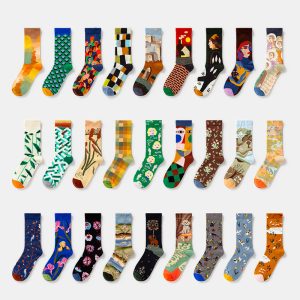 Valley Echo Knee-High Socks – Women's Green Striped Cotton Socks