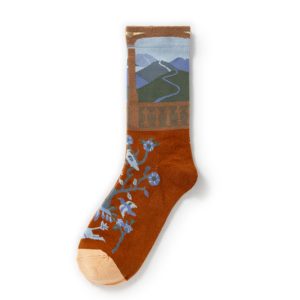 Crimson Dream Knee-High Socks - Women Red Fantasy Cotton Socks