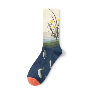Silent Rose Knee-High Socks – Women's Rose Print Cotton Socks