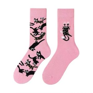 AB Mismatched Cartoon Fruit Socks – Unisex Playful Sports Mid-Calf Socks