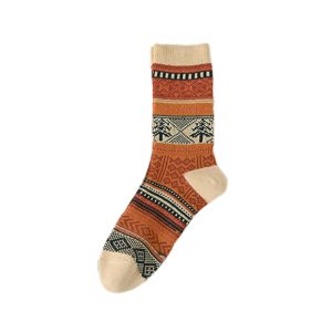 Men's Fair Isle mid-calf socks, khaki — double-needle knit