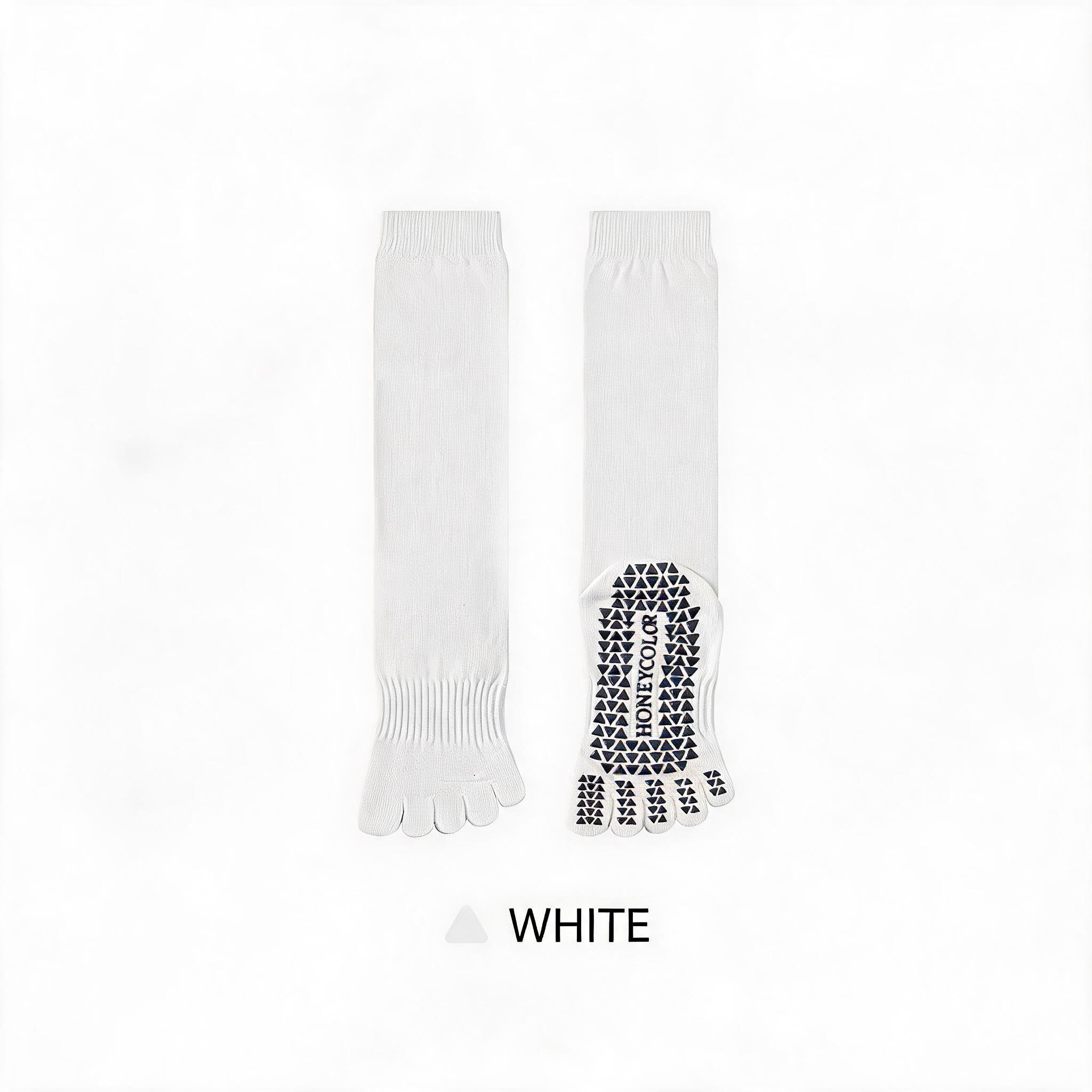 Women's High-Top Non-Slip Five-Finger Yoga & Pilates Socks - White