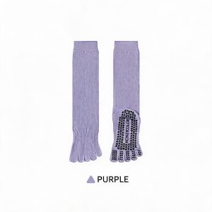Women's High-Top Non-Slip Five-Finger Yoga & Pilates Socks - Purple