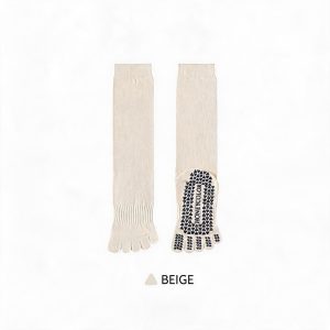 Women's High-Top Non-Slip Five-Finger Yoga & Pilates Socks - Beige