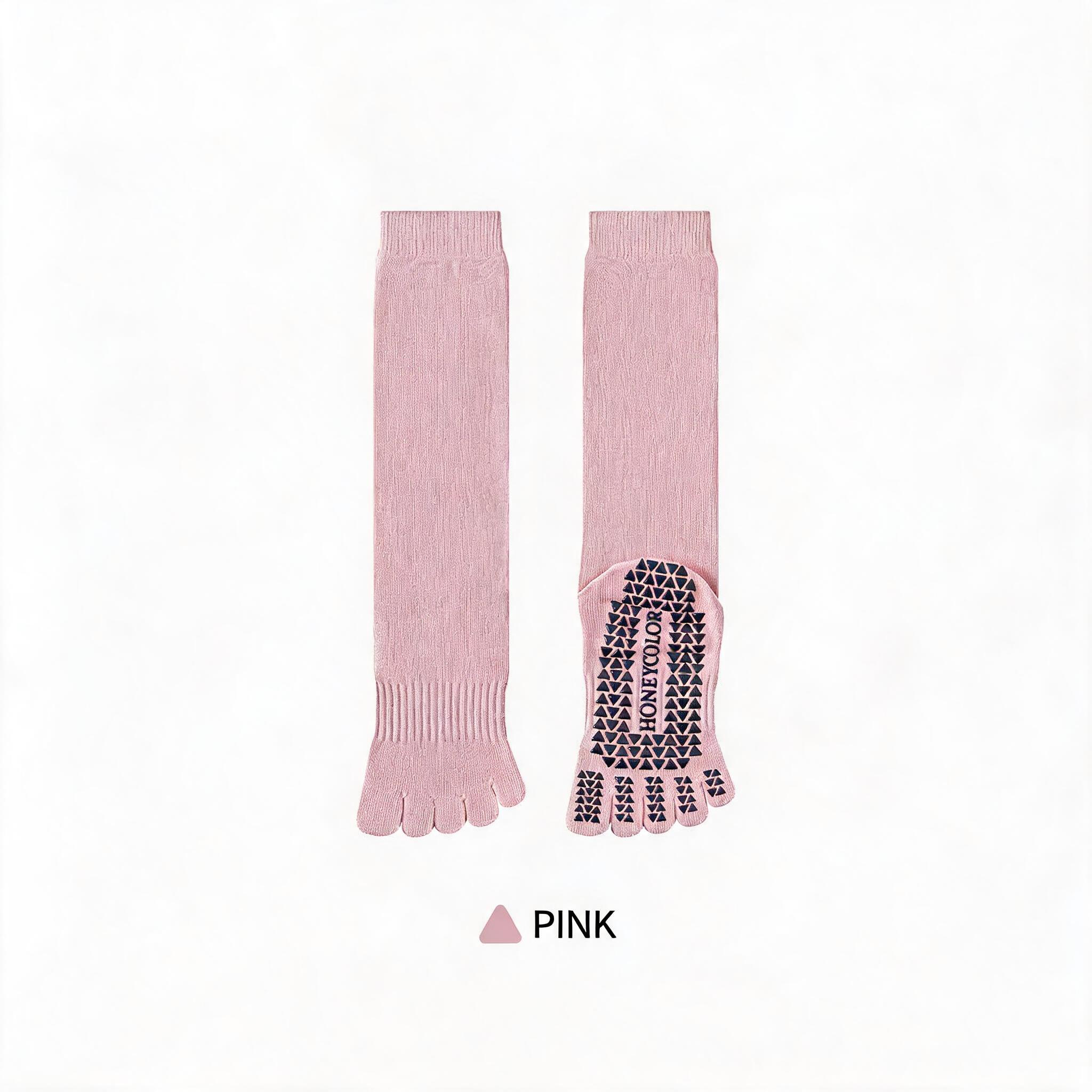 Women's High-Top Non-Slip Five-Finger Yoga & Pilates Socks - Pink