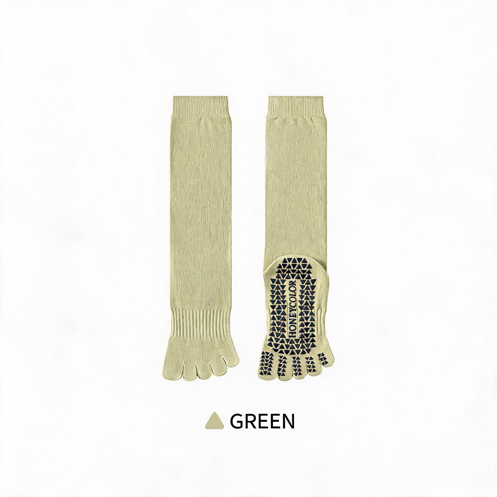 Women's High-Top Non-Slip Five-Finger Yoga & Pilates Socks - Green