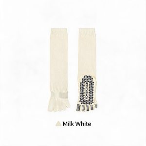 Women's High-Top Non-Slip Five-Finger Yoga & Pilates Socks - Milk White