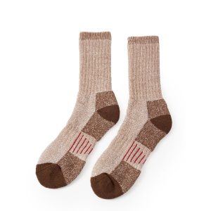 Men's wool-blend work crew socks, coffee — thick winter