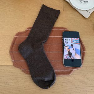 Women's thick mid-calf socks, coffee — seamless toe, stackable